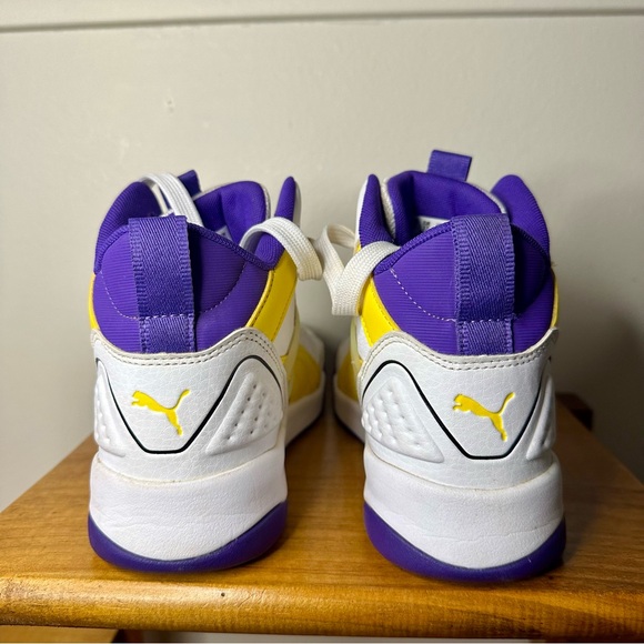 🥂SOLD🥂Puma Backcourt Mid Casual Sneakers, Size 5c, Purple White Yellow - Picture 4 of 8